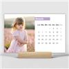 PRINTSERVIS Calendario da Tavolo Personalizzato 2027 con 12 Foto | Base in Legno Naturale | Formato 15x9,5 cm | Design Minimal e Moderno da Scrivania | Calendario per Casa e Ufficio | (Viola)