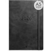 Burde Agency A5 Forma Deluxe Nero 2026, Planner Settimanale in Similpelle Elegante, Calendario A5 2026 per Studenti, Insegnanti e Professionisti, Agenda per Appuntamenti e Studio