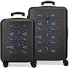 ROLL ROAD Set di valigie Roll Road Next Level nero 55/65 cm rigido ABS chiusura a combinazione laterale 91L 6 kg 4 doppie ruote bagaglio a mano