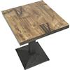 OHMG Tavolo da pranzo quadrato a una gamba singola, stile europeo, adatto per 4 persone, in ferro e tavole di legno, tavolo da cucina, tavolo da pranzo, tavolo da soggiorno, tavolo da bar 60 x 60 x 75