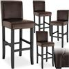 tectake® Set di 4 sgabelli da Bar con Gambe in Legno Massiccio, Seduta Confortevole, Altezza Regolabile 107 cm, Sedia da Pranzo Design Ergonomico, Ideale per Sala da Pranzo e Cucina - Marrone