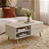[en.casa] Tavolino da Caffè con 2 Cassetti 100x50x45 cm Avena Oatmeal | Tavolo Basso Centrale da Salotto, con 3 Scomparti Aperti Portaoggetti, Piano Rettangolare per Soggiorno, Living