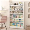 uofgcru Libreria da Parete per Bambini, Libreria stretta in legno massello, Scaffale Portagiochi Fumetti Libri Cameretta, espositori dietro la porta-Bianco(120x10x178cm)