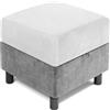 AQIGR Copri Pouf Fodera Poggiapiedi Quadrato 60x60 100x100 80x80 90x90 Copripoggiapiedi Elastico 50x50 40 x 40 Cover Sgabello Copertura Protettiva per Ottomana(Bianco,60 x 60 cm)
