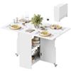 WOLTU Tavolo da Pranzo Pieghevole, Tavolo Cucina Salvaspazio, con 2 Ruote Girevoli, Ripiani Aperti, per 2-4 Persone, in Legno Ingegnerizzato, Bianco