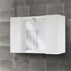 Bissolo Casa Specchiera da Bagno con Faretto LED, Bianco Nordico, 80x60 cm, 2 Ante, 4 Ripiani in Vetro, Laminato