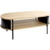 HAKU Tavolo da caffè rovere naturale, nero, Metallo, Pannello di truciolato - Dim: L 100 x A 37 x P 54 cm, Stile: Moderno