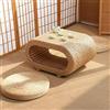 AuraFurn Tatami - Tavolo in rattan naturale (60 x 45 x 35 cm), cuscino (40 cm), stile Zen, tavolino da caffè in rattan, stile giapponese, con vano portaoggetti per sala da tè, balcone e finestra