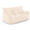 Pamapic Poltrona Sacco Doppia, Pouf Poltrona Gigante con Imbottitura Inclusa, Pouf Sacco con Maniglia Portatile, Bean Bag Interno per Soggiorno, Camera da Letto, Sala giochi,Beige
