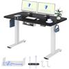 FLEXISPOT Scrivania Regolabile in Altezza 140x80 cm, Standing Desk Elettrica con Pannello Intero, Spessore 25mm, Telaio in Acciaio Massiccio a 2 Stadi, Motore Potente, Gancio Laterale
