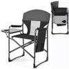 SOARS Sedia da Campeggio Pieghevole con Tavolino e Tasche (Nero) | Sedia Regista Portatile con Portabicchieri e Rete Traspirante, in Metallo, per Pesca e Picnic, da Giardino e Spiaggia, Max 18