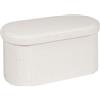 Bonlife Scatola portaoggetti ottomana pieghevole, sgabello ottomano Boucle, panca portaoggetti di fine letto, poggiapiedi per soggiorno, camera da letto, 76x38x38cm, bianco