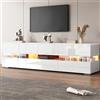 SACOOL Mobile TV bianco lucido, 160 x 39 x 45 cm, con illuminazione a LED, 2 ante, 1 cassetto, vano aperto, adatto per TV da 70 pollici, con inserto in vetro acrilico e apertura a pressione