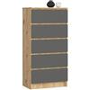Home Collective Cassettiera in rovere Artisan grigio con 5 cassetti spaziosi, larghezza 60 cm, altezza 121 cm cassettiera camera da letto corridoio soggiorno organizer cassettiera credenza in legno credenza mobile