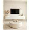 Amveya Mobile TV Sospeso 140 cm Bianco LED Mobile Soggiorno Moderno | Mobile per TV da Parete con 2 Cassetti Mobile Basso Soggiorno Mobiletto Porta TV con Spazio Contenitivo