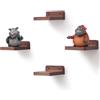 PHOENANCEE MITREL Piccoli Ripiani Galleggianti da Parete, Set di 4, Mensole Quadrate in Legno per Piccoli Oggetti, Mini Mensole da Appendere, 10,2 x 10,2 x 4 cm(Noce Chiaro)