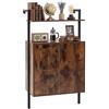 COSTWAY Armadio da Parete a 4 Ripiani, Mobile Contenitore in Legno con Armadietto a 2 Ante, Scaffale Espositivo Industriale per Soggiorno, Ingresso e Camera da letto, 53x29,5x96 cm (Marrone)