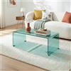 [en.casa] Tavolino da Caffè in Vetro Temperato Tavolo Basso Centrale da Salotto con Piano Rettangolare per Soggiorno Studio Living 90 x 45 x 35 cm - Verde
