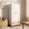 [en.casa] Armadio Cameretta a 2 Ante Cassetto 126x60x41 cm Effetto Rovere | Guardaroba, Barra Asta Vano Appendiabiti, con Piedini, a Misura di Bambini, Camera da Letto