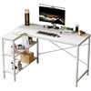 ChromaCasa Scrivania angolare a forma di L, tavolo per PC con ripiano, regolabile in altezza, scrivania per computer con grande superficie di appoggio, scrivania da ufficio per ufficio, studio, sala