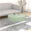 [en.casa] Tavolino da Caffè a Piano Rotondo con Cassetto 36 x Ø60 cm Tavolo Basso Centrale per Salotto Soggiorno Studio con Telaio in Metallo - Menta Verde