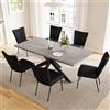 JIEXI Set tavolo e sedie allungabili, moderna tavola da pranzo allungabile e sedie da 4-6 posti, piano in MDF adatto per soggiorno, cucina, lunghezza 130-170 cm