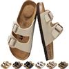 chetoria Sandali Donna Uomo Plantare in Sughero Fibbia Regolabili 36-46EU | Sandali Ortopedici con Supporto Arco Plantare Comode Antiscivolo Ciabatte Casa con Vera Pelle Plantare Memory Foam Pantofole