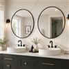 USHOWER Confezione da 2 specchi rotondi neri da 76 cm con cornice in metallo, specchi circolari per decorazione da parete, specchio da bagno o ingresso