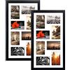 QUTREY Set di 2 cornici nere per collage da 10 x 15 cm, 8 aperture, cornice opaca per foto da 10 x 15 cm per esporre 16 foto multiple da parete