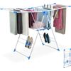 Relaxdays Stendino Pieghevole con Ali, Stendibiancheria con 2 Livelli HLP: 99x155x61 cm, Ferro e Plastica, Grigio Blu