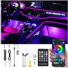 QAUBEN Auto illuminazione ambiente fibra ottica 64 colori musica suono attivo con telecomando RF + APP controllo auto kit di illuminazione dell'atmosfera decorativa DC 12V 1W 3m
