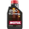 Motul Motul 8100 Eco-Nergy 102793 - Lubrificante 100% Sintetico per Veicoli a Benzina e Diesel, Olio Motore per Auto, SAE J 300, 0W-30, 1 litro
