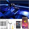 QAUBEN 5 m Kit di illuminazione ambientale per auto in fibra ottica Bluetooth App Control + RF telecomando 64 colori Musica multicolore Kit di illuminazione interna 12V 1W