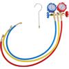 JECOMPRIS Kit Manometri Condizionatore Auto, Tubo Ricarica Refrigerante Accurato | Strumento Pratico per Sistemi Ac Domestici e Veicoli, Facile da Trasportare e Usare