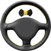 Shining Wheat Coprivolante in pelle nera personalizzato per Volkswagen VW Golf 4 Passat B5 1996-2003 Skoda Fabia RS 2003 Polo 1999-2002 Seat Leon 1999-2004 (filo giallo)