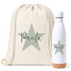 Gifters | Pack Sacca Coulisse e Bottiglia Personalizzati Stella | Borsa Bambini con Nome 34 × 42 cm + Bottiglia Acciaio Inox 750 ml | Asilo, Scuola e Gite