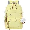 Generic Cute Bow Aesthetic Book Bag,School Bag Women's Bow Decorated Backpack,Simple And Large Capacity, Stylish And Versatile,for Teens, High School，Yellow