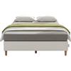 Novilla Telaio del Letto Matrimoniale 35 cm Strutture Letto a Piattaforma in Metallo, Base per Materasso con Gambe di Sostegno in Legno, Con Copertina di Stoffa, 135x190 cm, Grigio