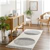 Livabliss ENSO Geometrico Runner Tappeto | Nero, Bianco sporco, Grigio medio | 80x220cm | Corridoio e Cucina | Tessuto a Macchina Polipropilene