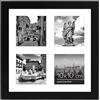 Americanflat Portafoto da Parete Multiplo da 25x25 cm, Nero - Per Esporre Quattro Foto da 10x10 cm in Orizzontale o in Verticale - Porta Foto Multiple da Parete e da Tavolo in Vetro Infrangibile