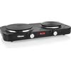 Tristar Piastra portatile Tristar - Doppio bruciatore - Per alloggi di studenti, campeggio, cucina americana - Diametro 15,5 e 18,5 cm - Termostato regolabile - 2 500 W - KP-6152