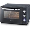 SEVERIN Forno Elettrico Ventilato XXL, 60 Litri, 2200W, Temp. 100-230°C, Timer 120 min, con Pietra Refrattaria, Girarrosto, Luce Interna, 6 Modalità, 58,5 x 51,5 x 37,5 cm, Nero - TO 2073