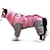 feiling Impermeabile per Cani Cappotto Antipioggia Patchwork a 4 Gambe Giacca con Cappuccio Rimovibile, per Cane di Taglia Piccolo Media e Grande Poncho Animali (16#, rosa)