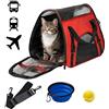 HISPAVIR Pets | Pack Transportin Gatto o Cane Piccolo (fino a 10 kg) + Bevitore con moschettone + Palla | Borsa per il trasporto traspirante, pieghevole e facile da trasportare | Adatto per aereo