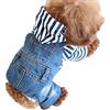 feiling Camicia per cane di piccola taglia Maglia jeans tuta a quattro gambe abbigliamento Denim Salopette Cucciolo maglietta con cappuccio animale domestico Jumpsuit T-shirt per cuccioli piccoli cani (XS)