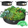 VOUNOT® Set di 3 Sacchi per Piante in Tessuto Non Tessuto 200L, Vasi di Coltivazione per Aiuole da Giardino con Maniglie e Etichette, Grow Bag Borse per Piantare Verdure e Frutta
