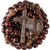 Nazareth Store Rosario cattolico realizzato a mano in legno massello di olivo e rosso scuro, collana da preghiera con medaglia in rame antico e crocifisso, regalo per uomo, 20.6, Legno, Nessuna