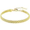 PHNIBIRD Braccialetto Donna Oro Tre Strati Catena Corda Intrecciata Gioielli Vintage Eleganza Regalo Donna Compleanno Regolabile 17+3cm