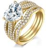 JewelryPalace 3ct Anelli Cuore Donna placcato oro giallo 14K con Cubic Zirconia, Solitario Anello Promessa in Oro, Diamante Simulato Fedine Fidanzamento Matrimonio Set Anelli Gioielli Donna 9.5