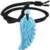 Nupuyai Collana con ciondolo a forma di ala d'angelo, in cristallo, con pietra d'angelo custode - Talismano portafortuna Reiki, gioiello angelico, regalo da donna, Pietra turchese Howlite blu, Pietra